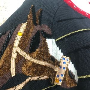 Berek Sweater Cardigan Button Down Horse Equine